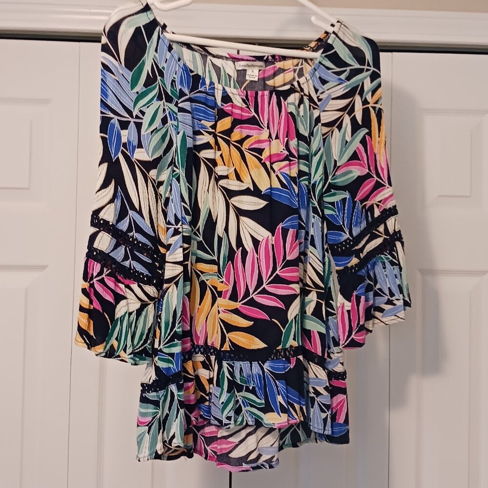 #130 3/$18 - JohnPaulRichard Blue/Green Long Sleeve Top Size S